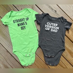 Infant baby toddler Okie Dokie Green and Gray Bodysuits Set 12M